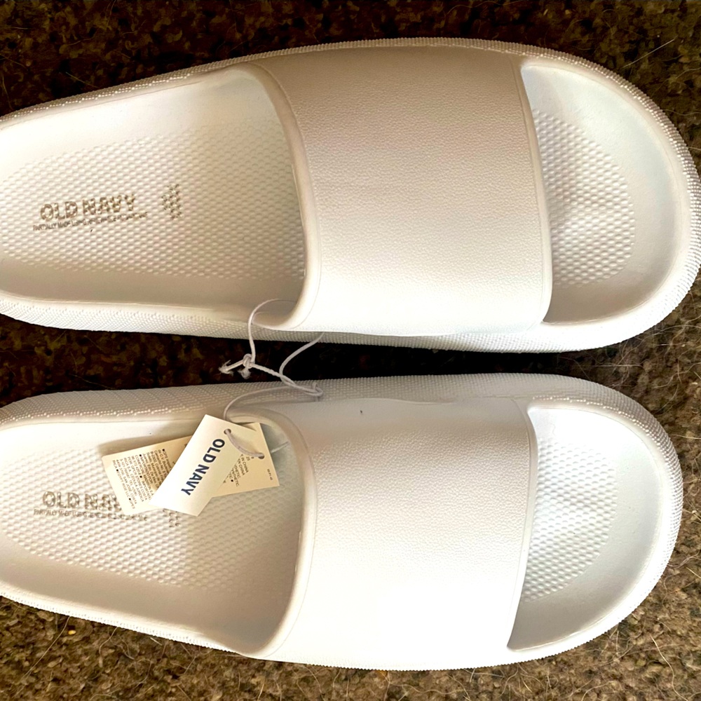 Old Navy White Slides, Size 8